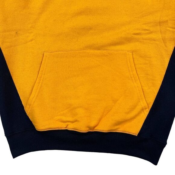 New Champion Men US S Navy Blue Orange Double Dry Eco Colorblocked Fleece Hoody - Picture 5 of 10